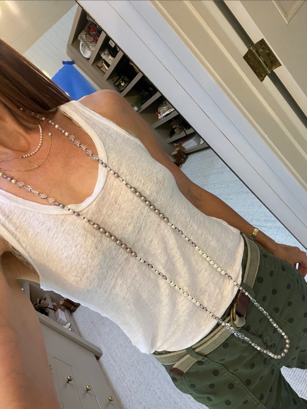 henri bendel socialite Pearl, Clear Glass & Lavender Bead Necklace - Picture 2 of 6